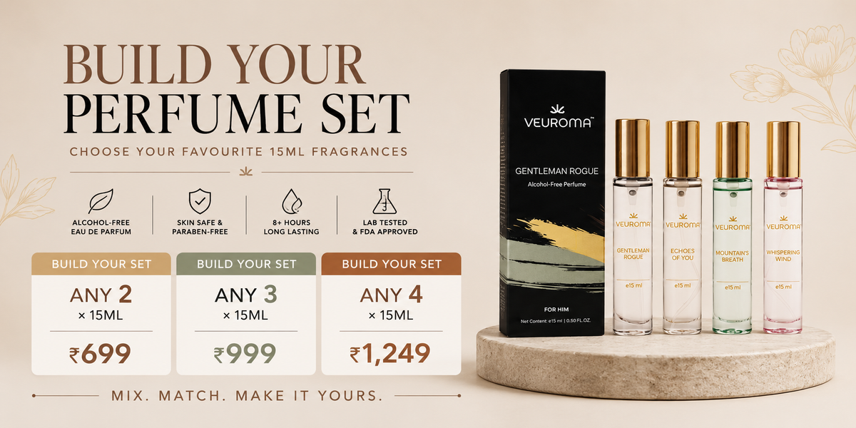 Build your own fragrance set, any two bottles ₹699, any three ₹999, any four ₹1,249