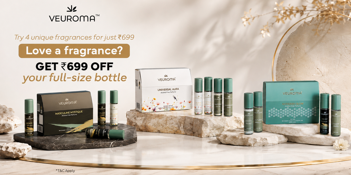 Veuroma Trial Set of 4, four alcohol-free perfumes to try on your own skin